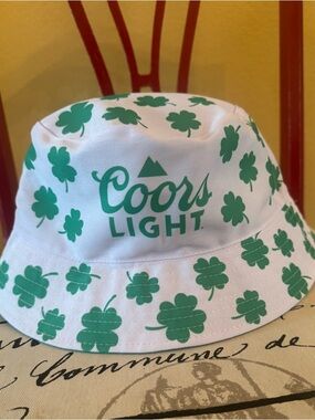 Coors Light Reversible Green and White Shamrock Bucket Hat